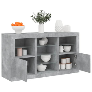 Credenza con Luci LED Grigio Cemento 123x37x67 cm 3209082