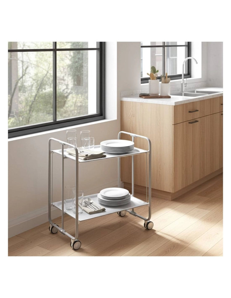 Carrello da cucina pieghevole grigio con ruote BAUHAUS 2 ripiani