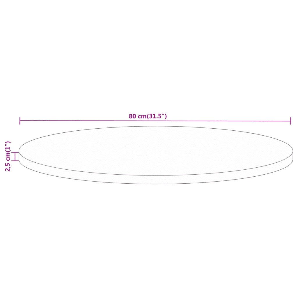 vidaXL Piano per Tavolo Ø 80x2,5 cm Rotondo Legno Massello di Recupero