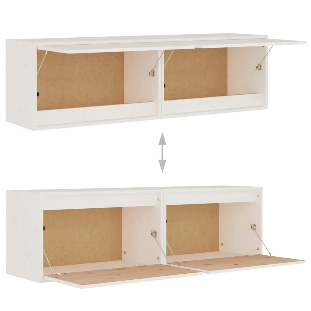Pensili Bianchi 2 pz 60x30x35 cm in Legno Massello di Pino 813448
