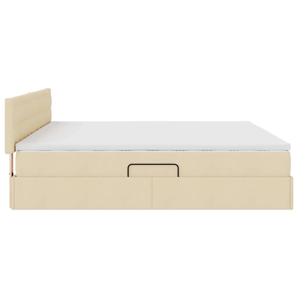 Letto con contenitore e materasso Crema 200 x 200 cm