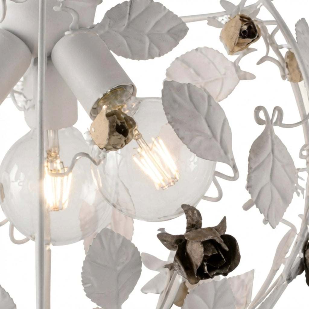Lampadario Shabby Chic Bella Metallo Bianco 3 Luci E27