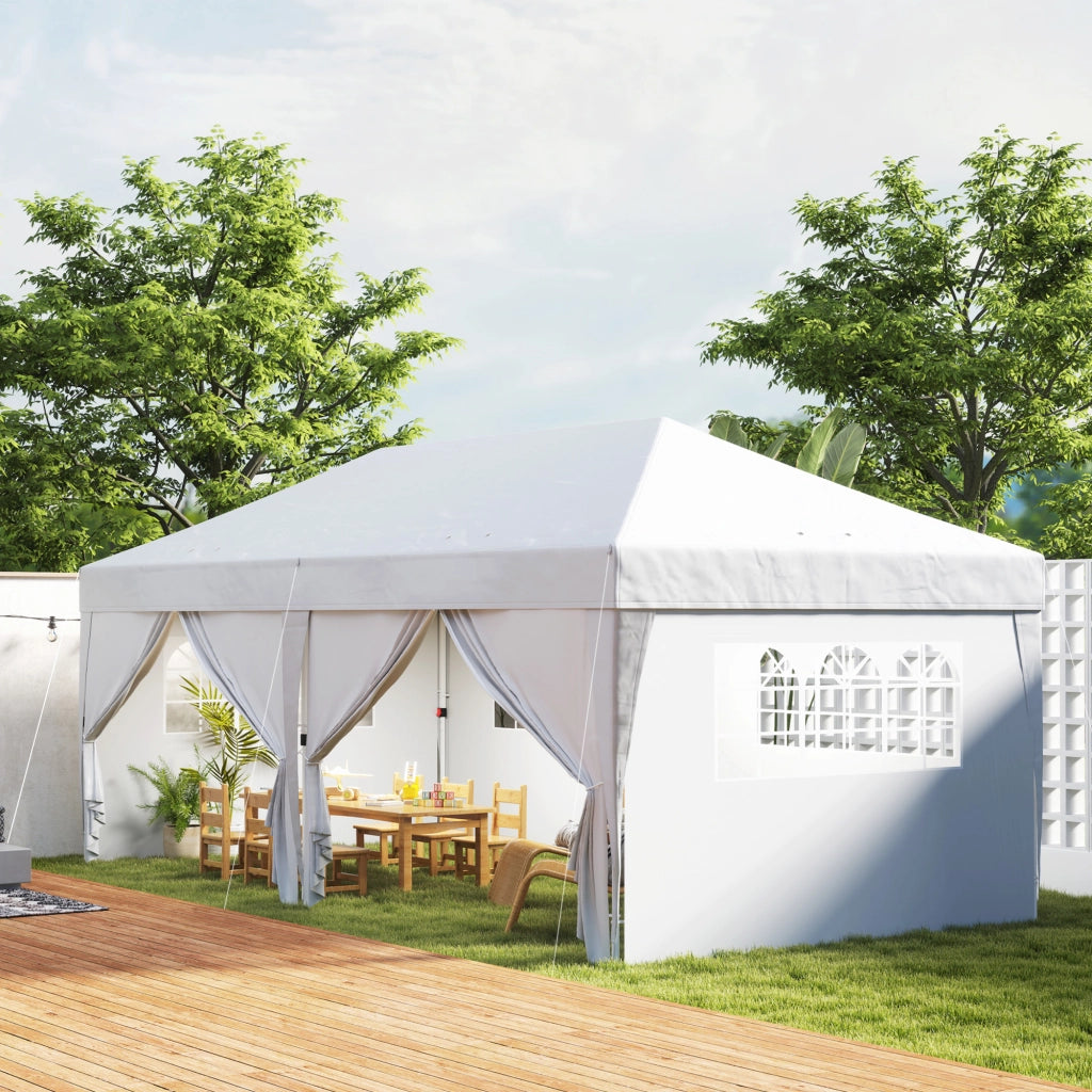 Tenda da giardino pieghevole ¨C zephmum ¨C 3x6m con 6 pannelli, bianco