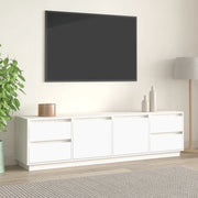 Mobile Porta TV Bianco 176x37x47,5 cm in Legno Massello di Pino