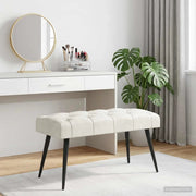 Panchina con bottoni imbottiti Crema 80 x 40 x 46 cm Velluto 42038565