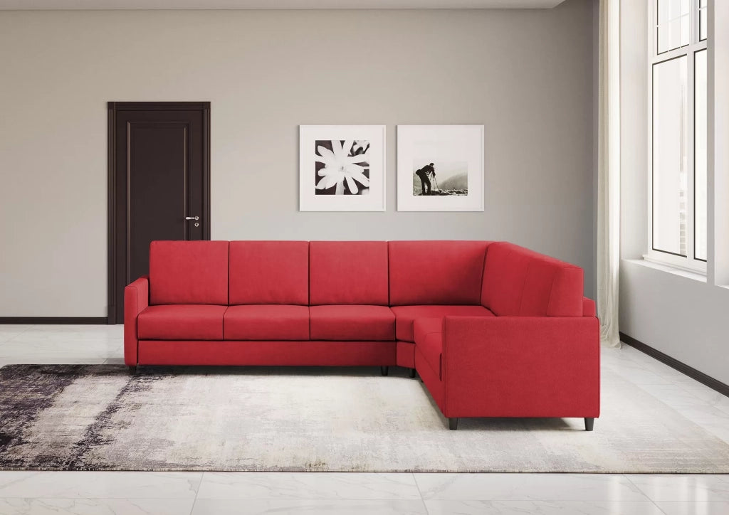 Divano karay 3 posti (tre sedute da 60cm)+ angolo + divano 2 posti medio (due sedute da 70cm) misure esterne l.281x241 | rosso - Mobili 2G