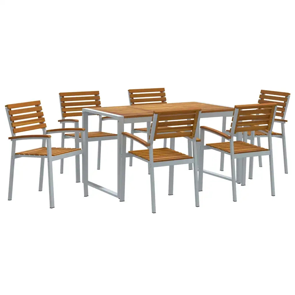 Set da Pranzo per Giardino 7 pcs Grigio