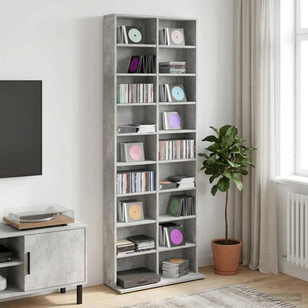 Mobile per CD Grigio Cemento 65 x 23,5 x 175 cm 8012661