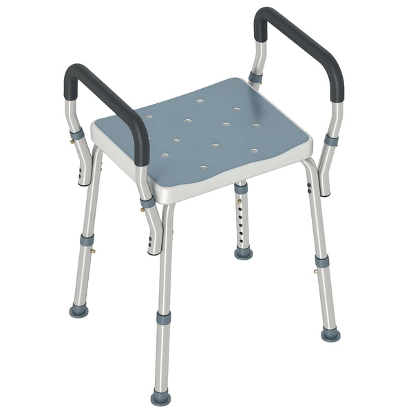 Sgabello Doccia Regolabile con Braccioli ¨C zephmum ¨C Alluminio HDPE EVA 52x45x57-69 cm