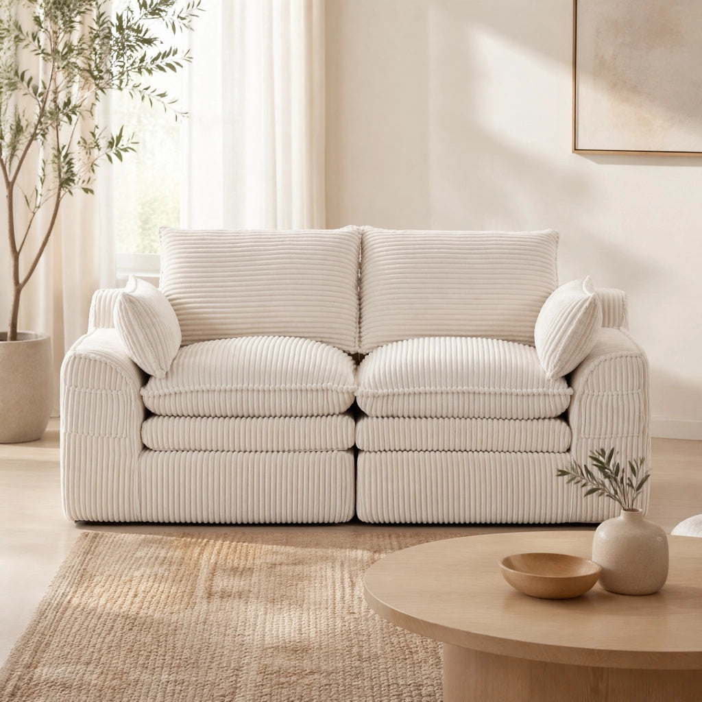 DIVANO 2 posti 191x94x85 cm in corduroy beige