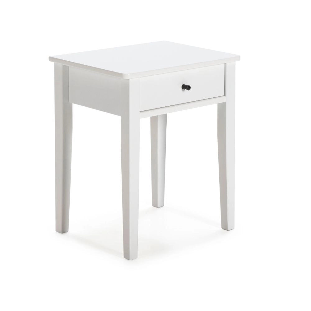 Comodino Bart in legno massiccio 1 cassetto colore bianco