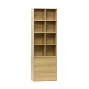 Libreria modulare in legno, 3 cassetti 8 vani, quercia