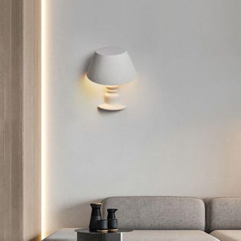 Applique lampada da parete in gesso a forma lume verniciabile attacco E14