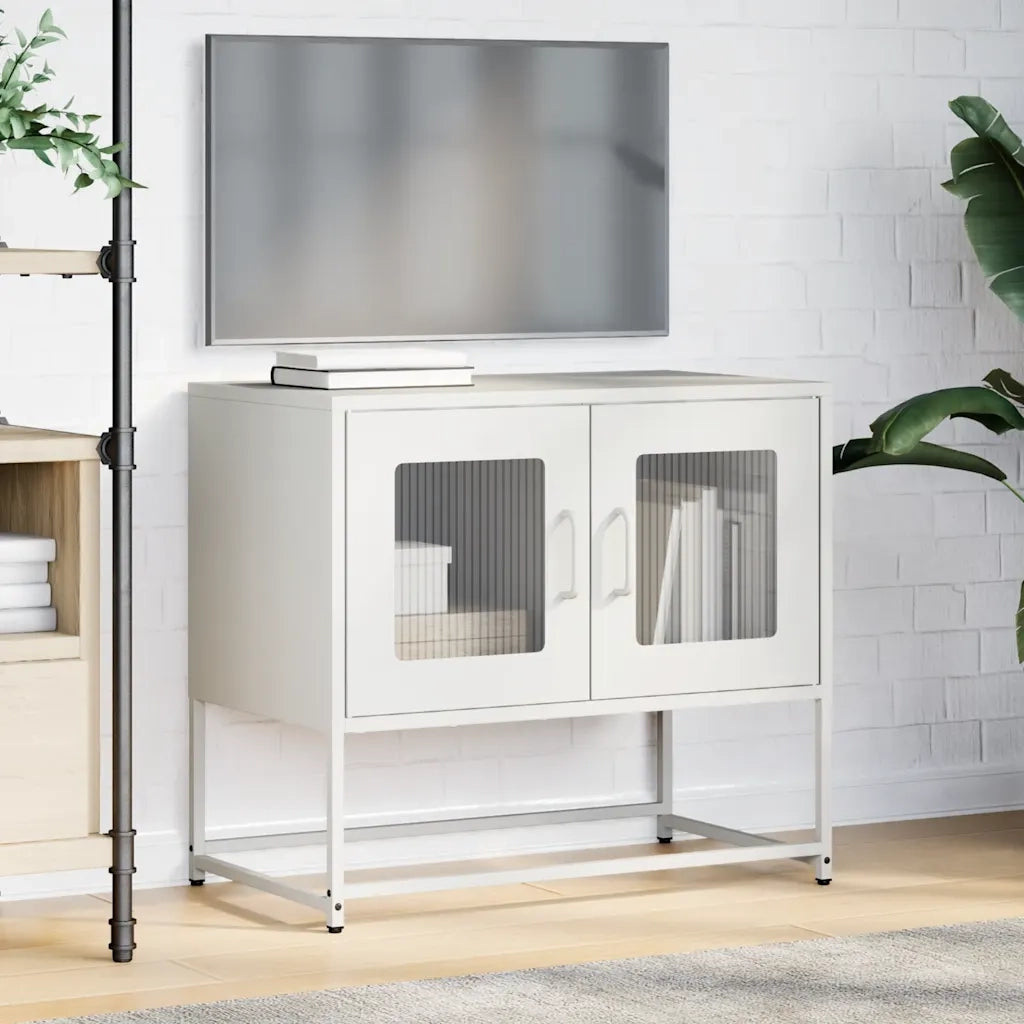 Mobile TV Bianco 68x39x60,5 cm in Acciaio Laminato a Freddo 853337