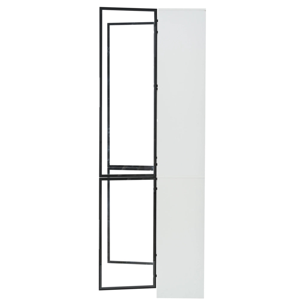 Vetrina con portabottiglie e LED 80x35x200 cm in truciolare bianco e vetro temperato
