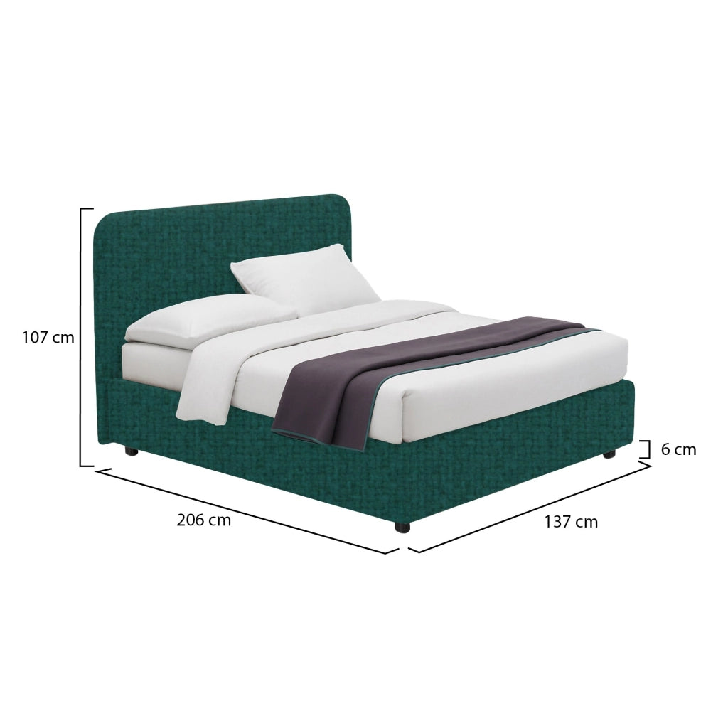 Telford, Letto Piazza e Mezza Sfoderabile Made in Italy, Verde Petrolio
