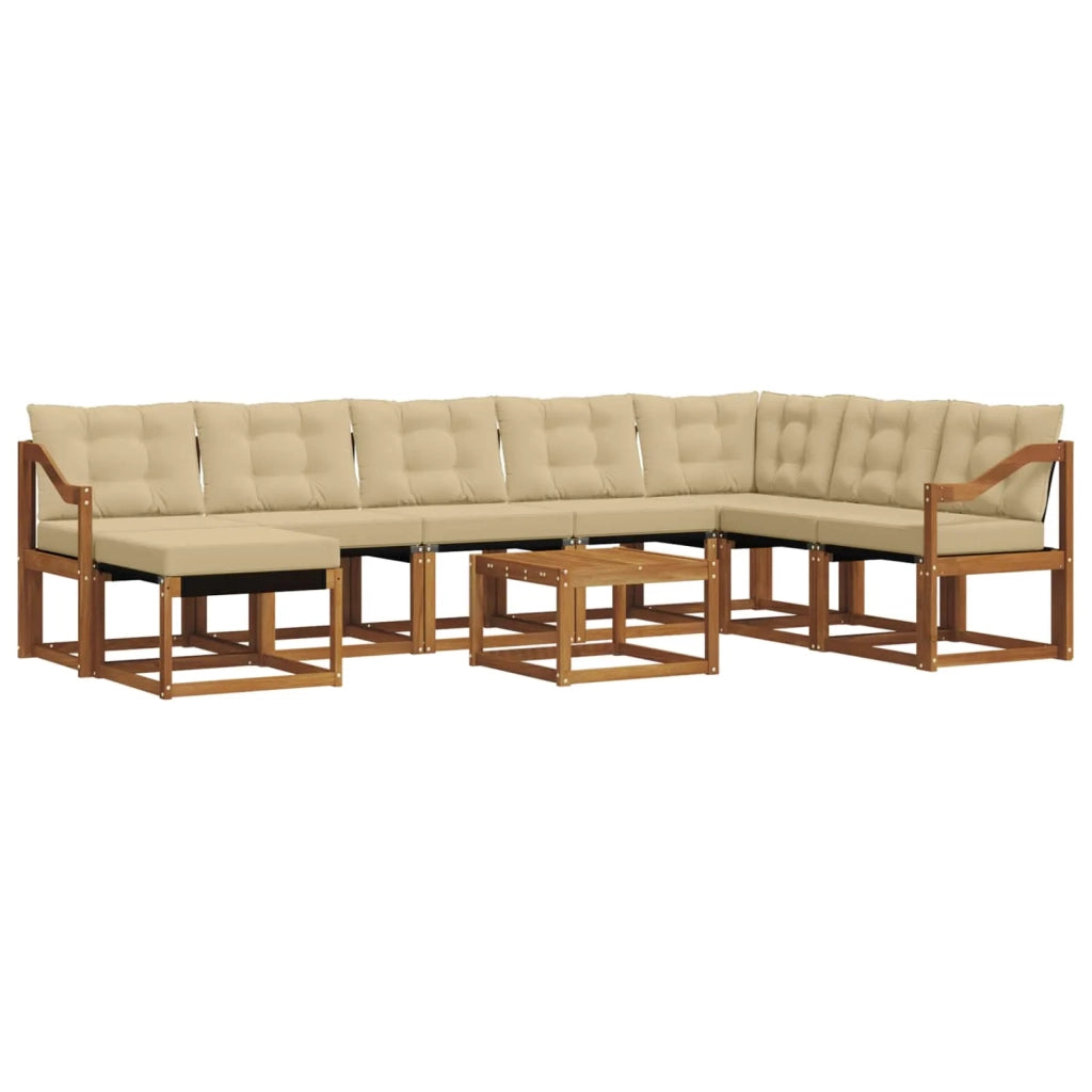Set di divani da esterno con cuscino 9 pcs Naturale e Beige