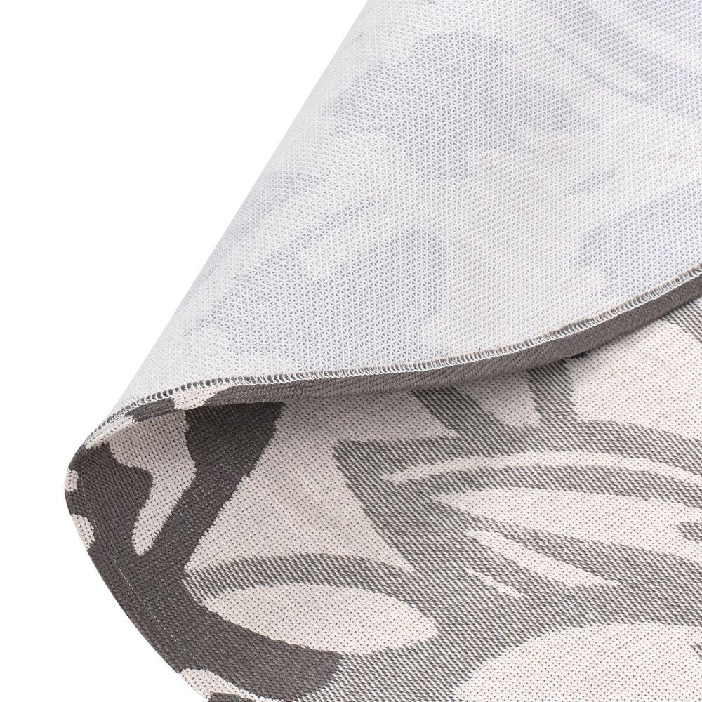 Tappeto rotondo moderno per interni e per esterni con motivo floreale 160 cm Grigio moderno balcone patio