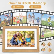 Display digitale per foto 10.1 pollici con connessione Wi-Fi - bordo in legno di quercia - schermo HD