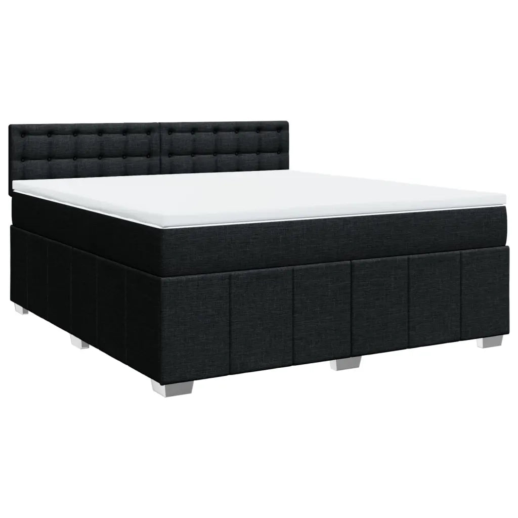 Giroletto a Molle con Materasso Nero 180x200 cm in Tessuto