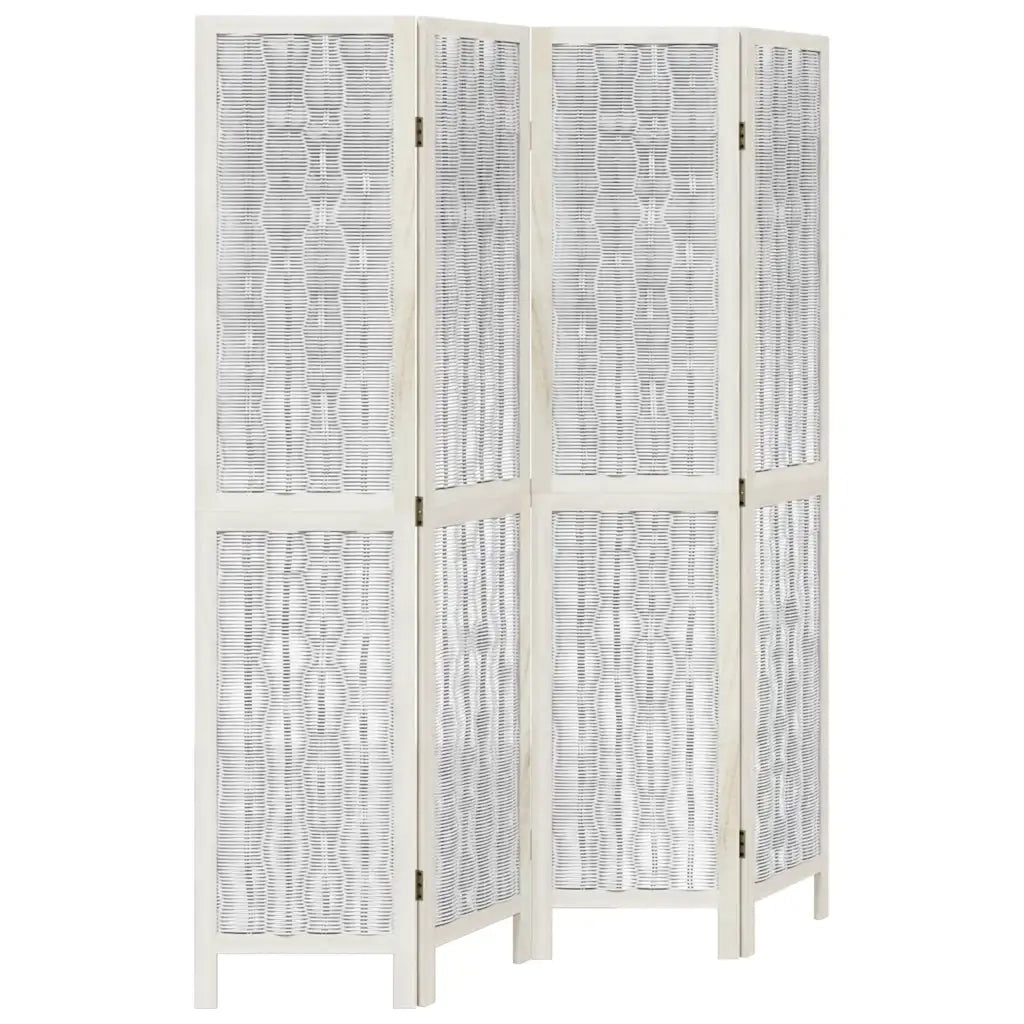 Divisorio Ambienti 4Pannelli Bianco Legno Massello di Paulownia