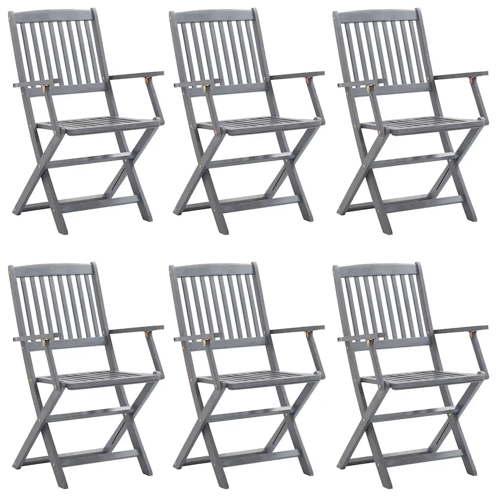 Set da Pranzo per Giardino 7 pz Legno Massello di Acacia Grigio