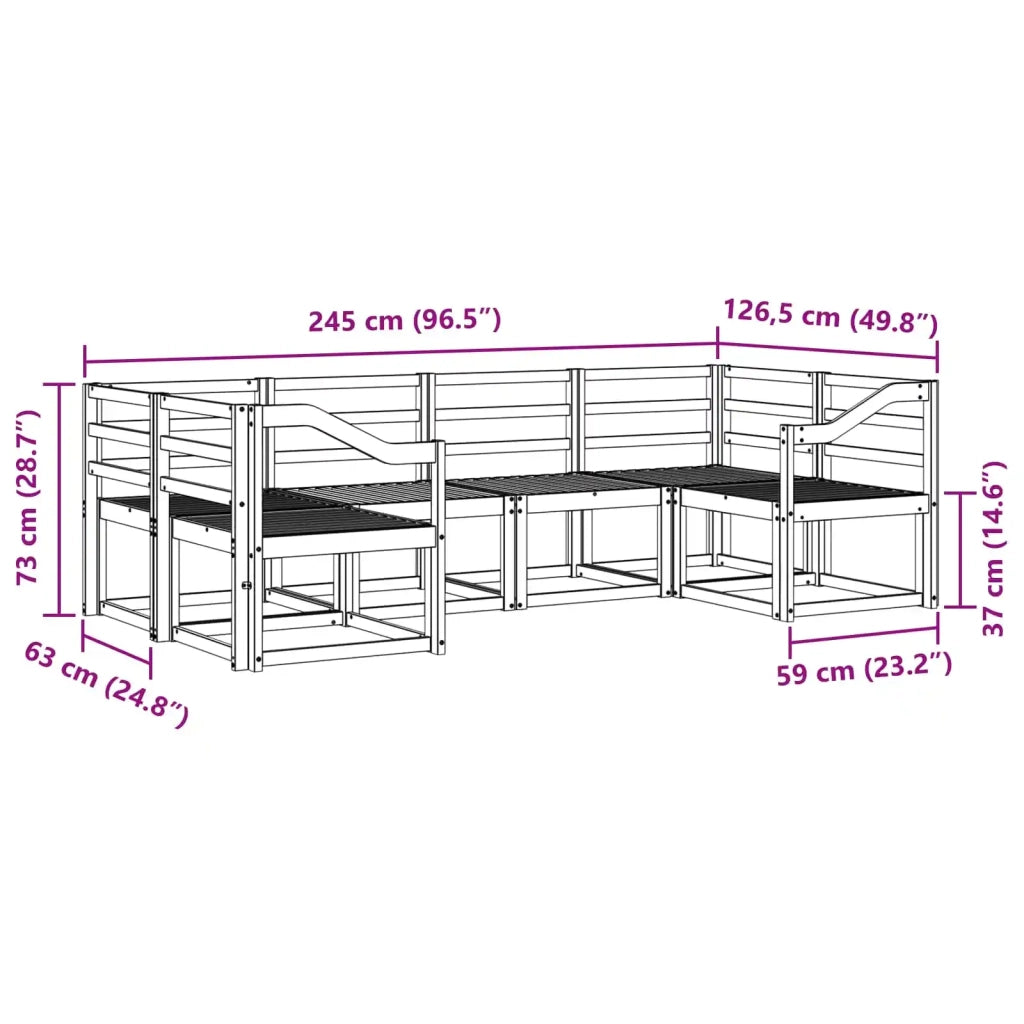 Set di divani da esterno 6 pcs Naturale