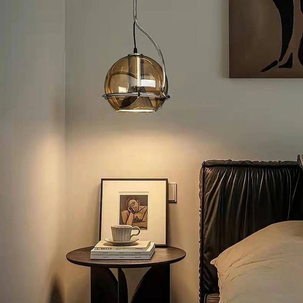 Trade Shop - Lampadario Sfera Vetro Pendente Globo E27 Lampada Orientabile Sospensione Lp-87 -