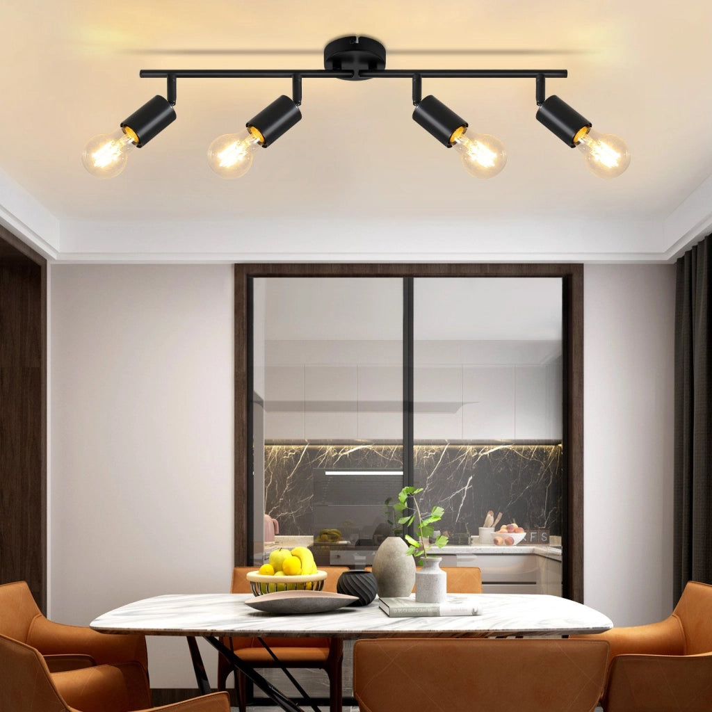 ZMH Faretto da soffitto nero - Lampada da soffitto con faretti E27 orientabili a 350° per camera da letto vintage
