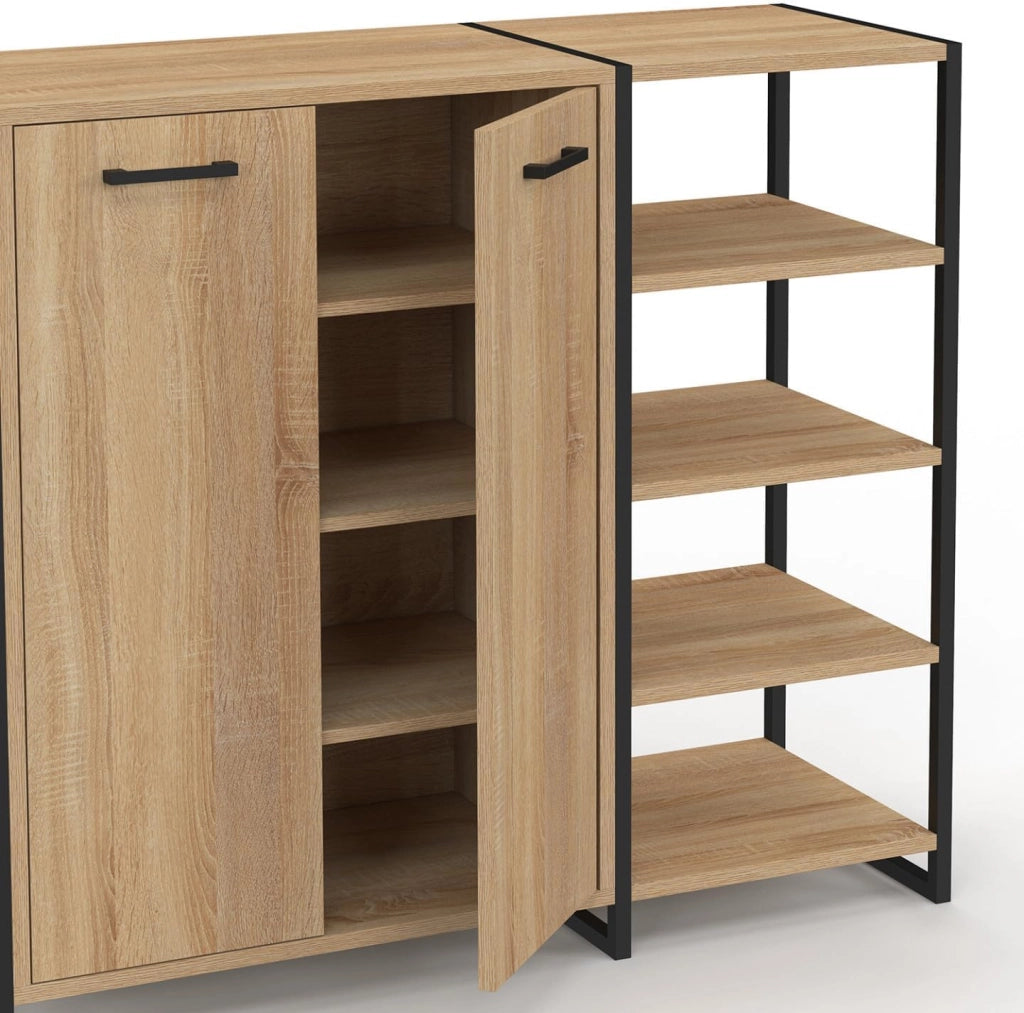 Scarpiera 12 paia LUIS 2 porte con 4 ripiani design industriale