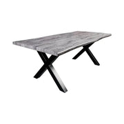 Tavolo da pranzo RIVET 180 cm in legno grigio e metallo nero