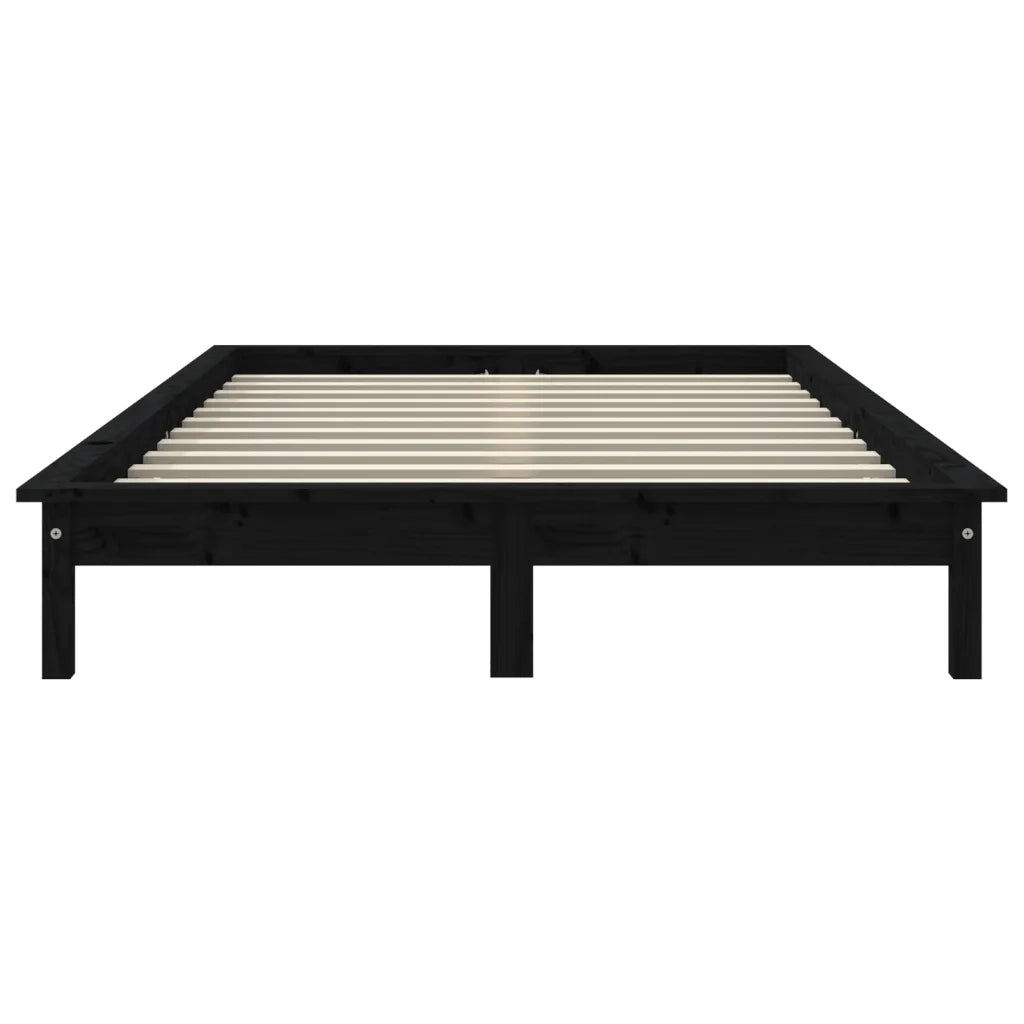 Giroletto-Struttura Letto Nero 200x200 cm in Legno Massello di Pino 338160
