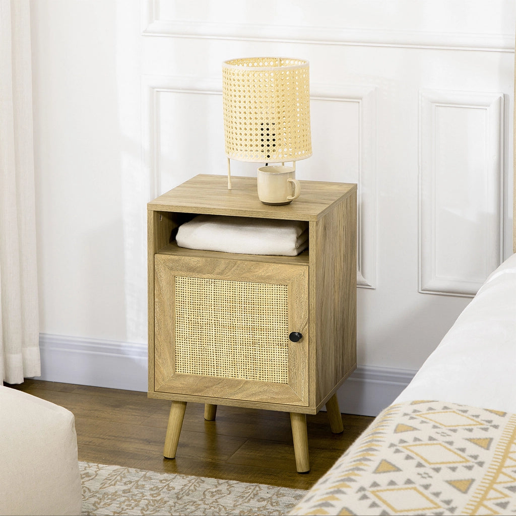 Comodino con Porta in Griglia ¨C Xylo ¨C Legno Naturale 39x35x60 cm