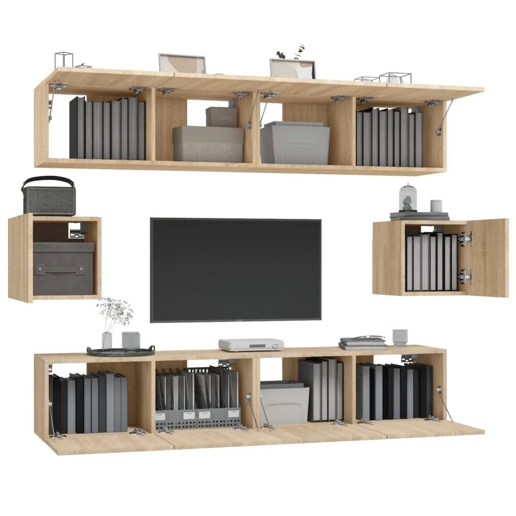 Set di Mobili Porta TV 6 pz Rovere Sonoma in Legno Multistrato 3114360