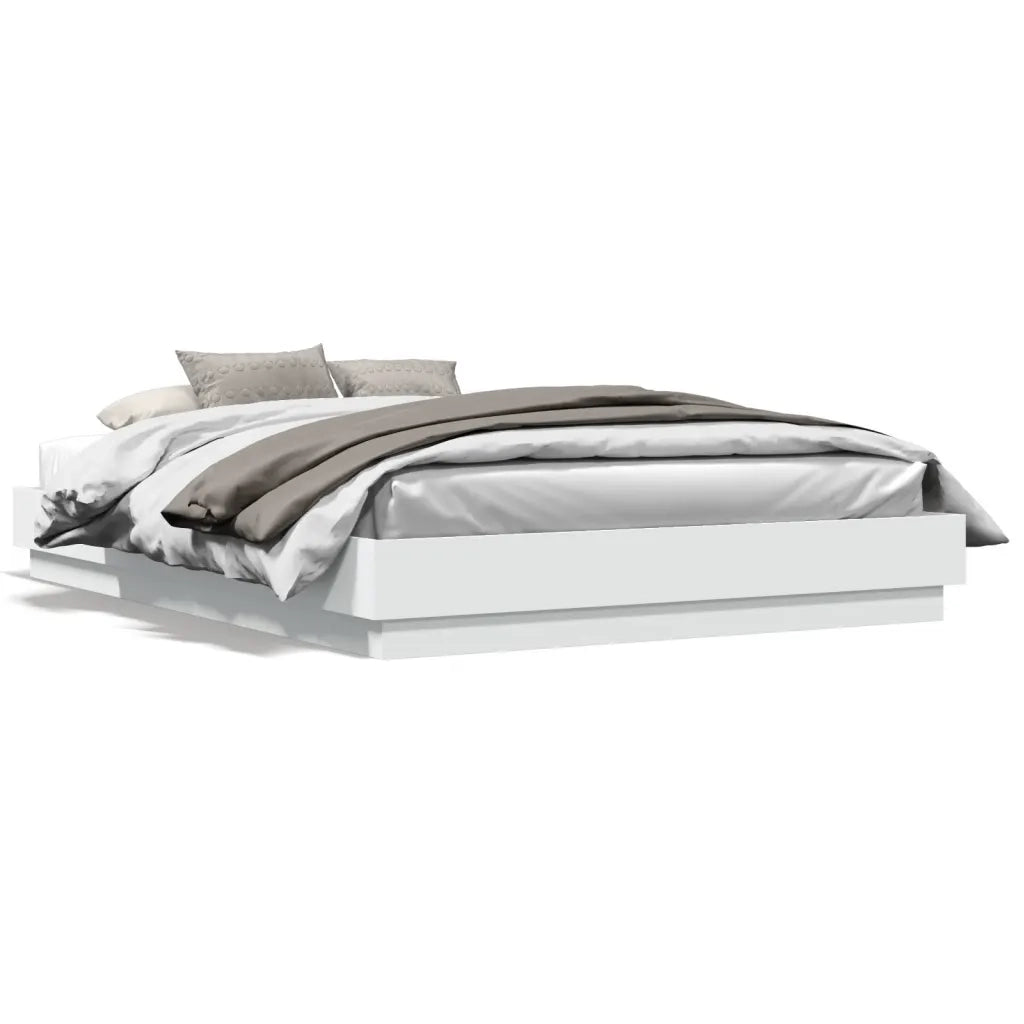 Letto matrimoniale | Letto per adulti | Giroletto con Luci LED Bianco 160x200 cm