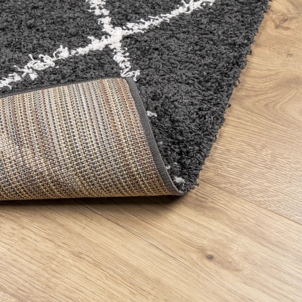 Tappeto Shaggy PAMPLONA a Pelo Lungo Nero e Crema 240x340 cm 375417
