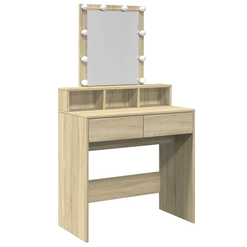 vidaXL Toeletta con LED Rovere Sonoma 80x41x144,5 cm