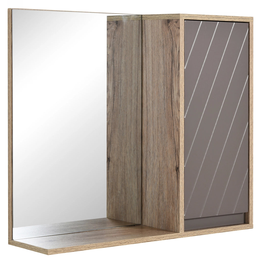 Armadietto Pensile per Bagno ¨C Zephmum ¨C Grigio e Rovere 57x14.2x49.2cm