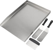 Griglia 26 x 44,5 cm, piastra BBQ in acciaio inossidabile con set di spatola e schiuma per la maggior parte delle griglie a gas e a carbone.