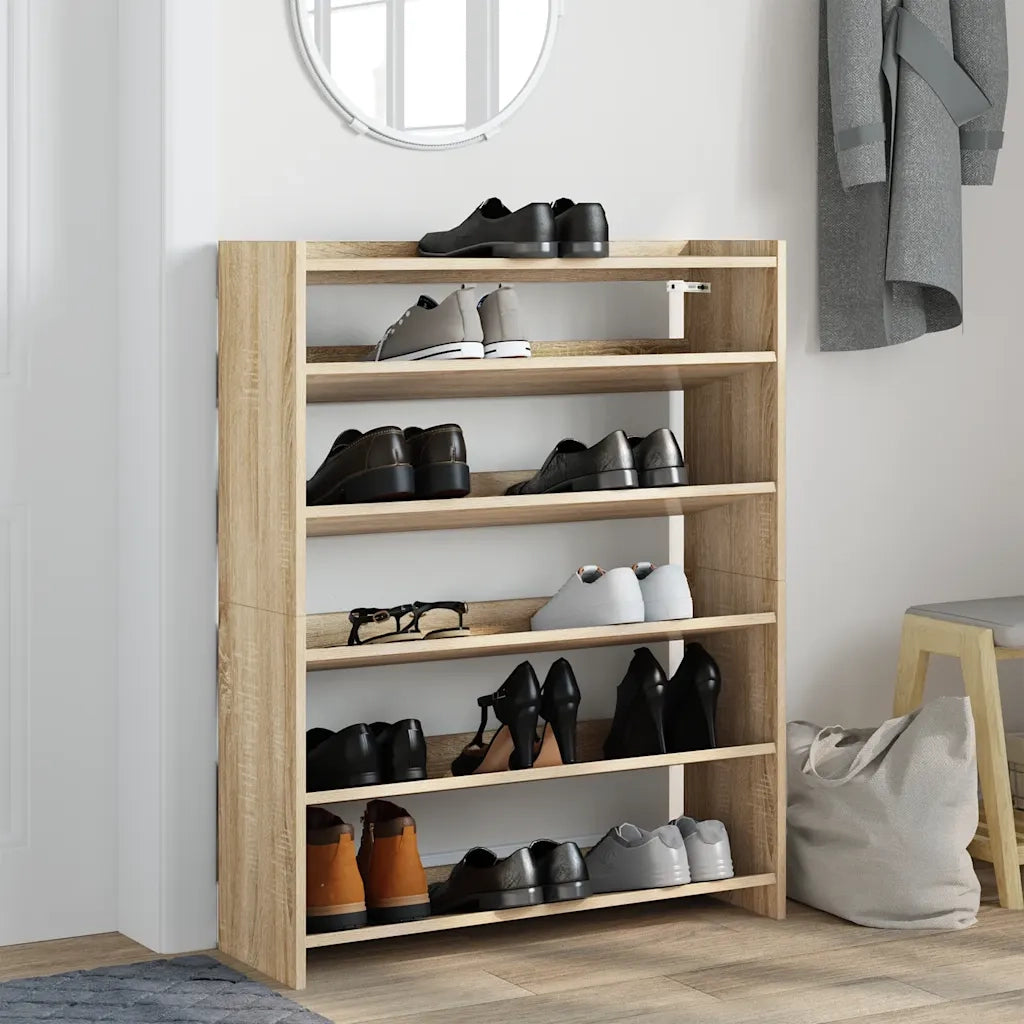 Scarpiera-Scaffale per scarpe Rovere Sonoma 80x25x100 cm in Legno Multistrato
