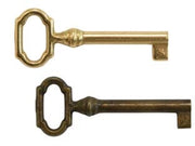 CHIAVI PER MOBILI MOD.33727 IN OTTONE- - mm.27x61 lunghezza gambo mm.34 ottone antico - 5 pezzi METALSTYLE