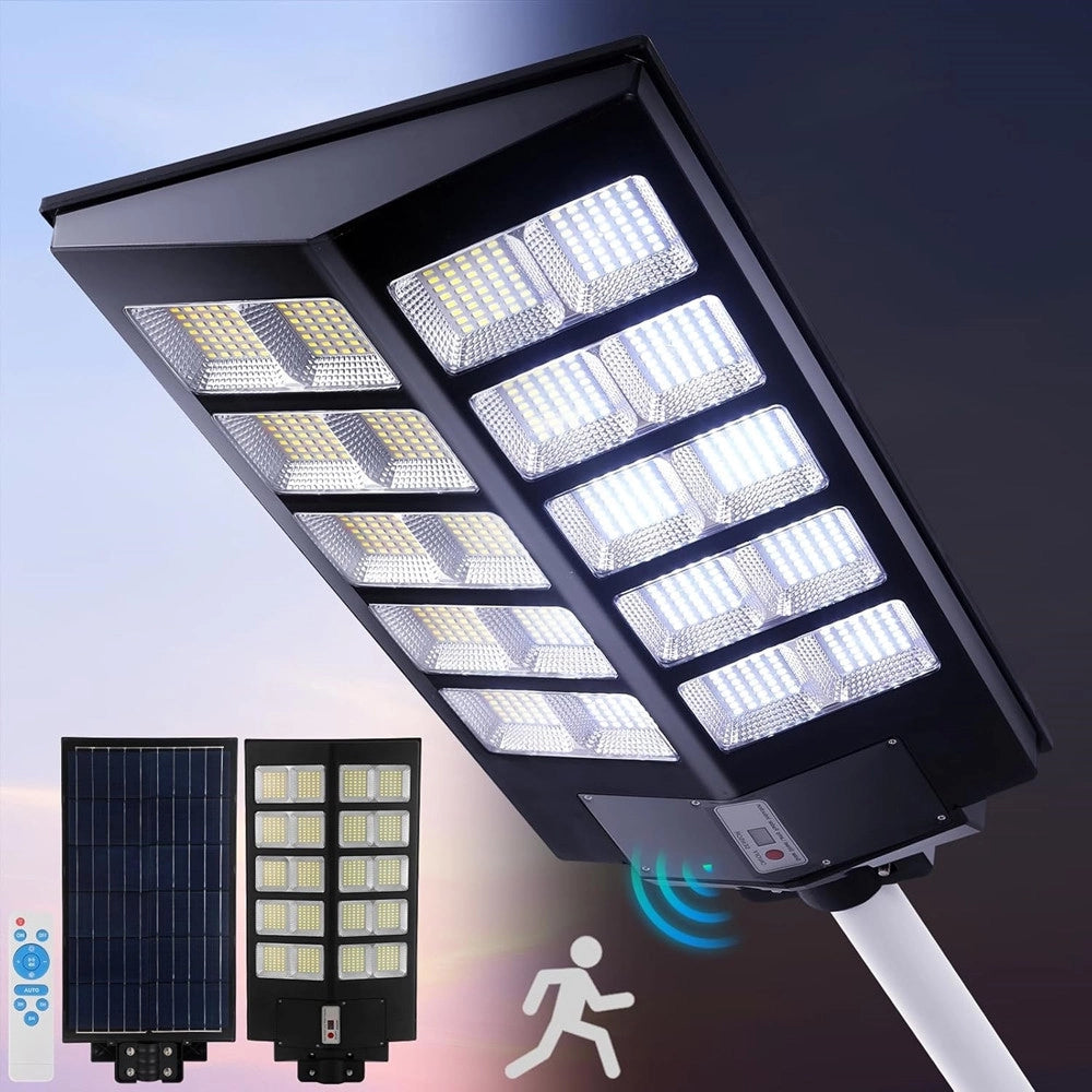 Trade Shop - Lampione Solare Led Luce 6500k 800led Sensore Movimento Infrarossi Impermeabile Ip67 -