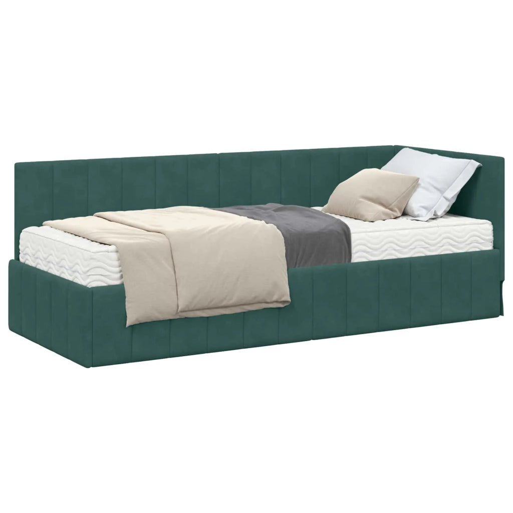 Struttura Letto Angolare con Materasso 2 pcs Verde Velluto 3393840