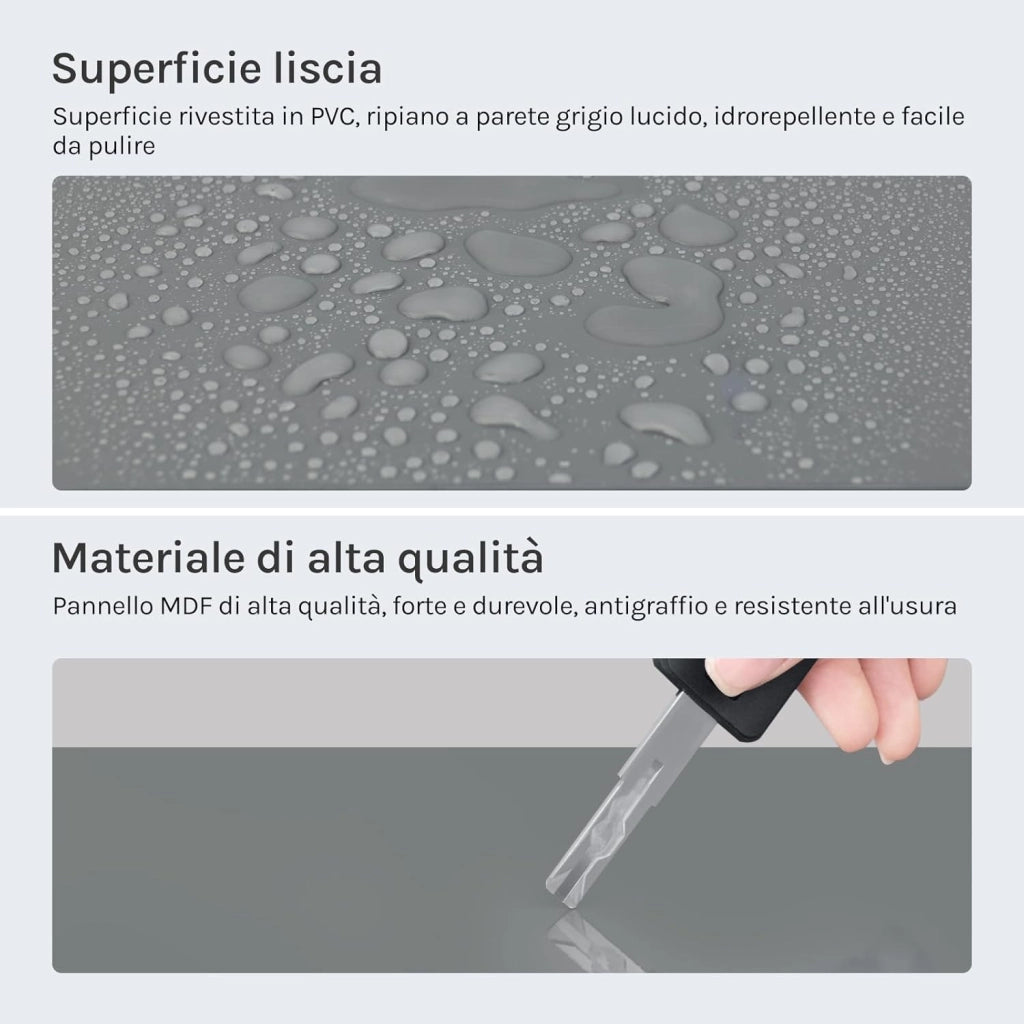 Mensola da Muro, Set di 2, Scaffale Sospeso da Parete Libreria Piccola per Soggiorno Cameretta Porta CD DVD, Pannello MDF 100x22,9x3,8cm, Grigio Lucido, RG9482gr-2