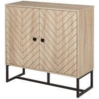 Buffet Mobile da Archiviazione con 2 Porte in Legno e Piedini in Metallo Nero, Dim, 80 L x 29,5 P x 80 A cm