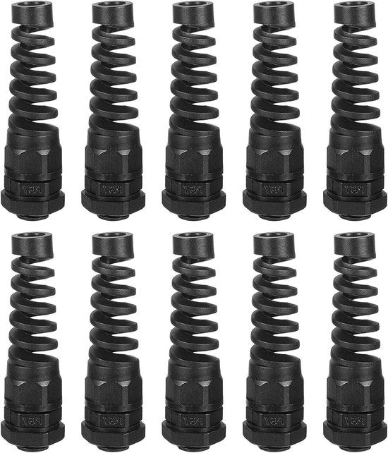 Set di passaggi per cavi acqua resistente per cavi da 3-6,5 mm con vite metallica - Nero, 10 pezzi