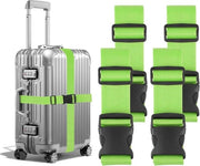 Set di 4 Cinture per Bagagli - Cinture per bagagli adattabili 5 x 200 cm - Protezione robusta - Verde