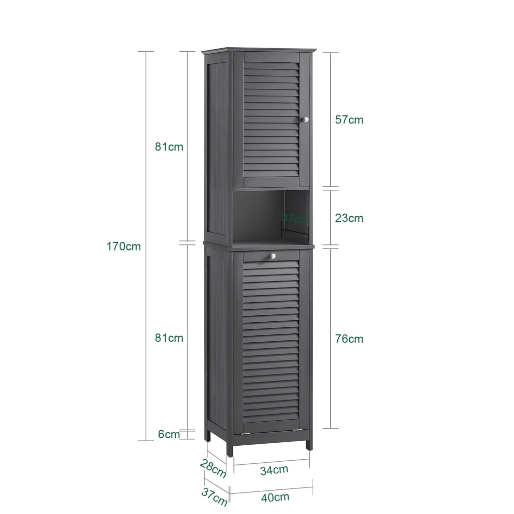 Mobiletto bagno salvaspazio stretto Mobile bagno colonna con portabiancheria mobile lavanderia Grigio L40xP37xA170 cm BZR124-DG