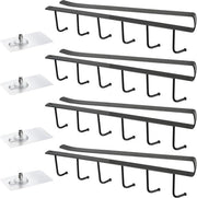 Set di 4 manici di appoggio senza perforazione - Kit di appoggio con viti ad adesivo - Supporto di attaccatura per utensili da cucina in nero