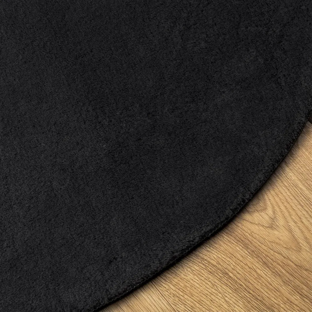 Tappeto a Pelo Corto HUARTE Morbido e Lavabile Nero Ø 80 cm 375122